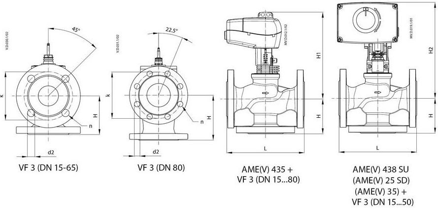 Клапан регулирующий трехходовой Danfoss VF3